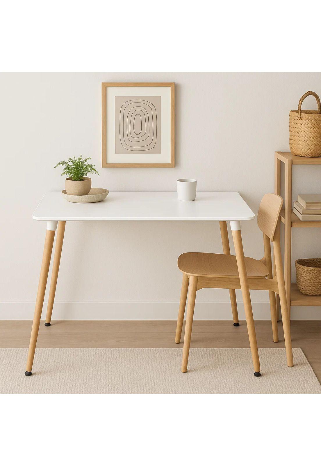 Mesa Rectangular de Comedor - Blanca 120x80 cms-2