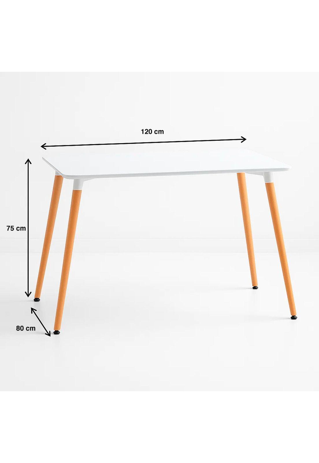 Mesa Rectangular de Comedor - Blanca 120x80 cms-3