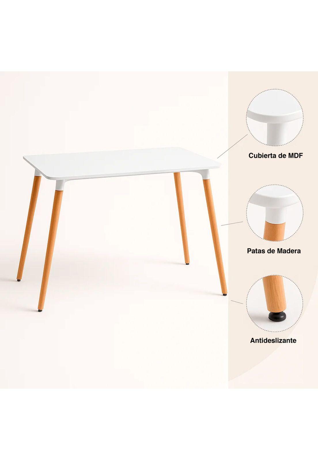 Mesa Rectangular de Comedor - Blanca 120x80 cms-4
