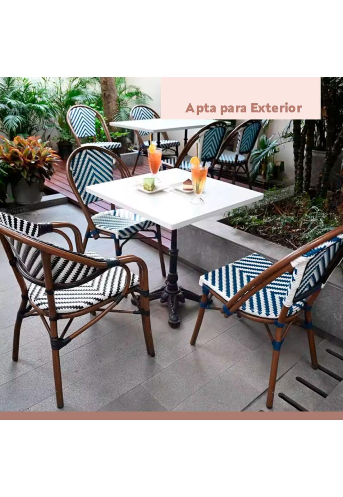 Pack de 4 Sillas Bistro Parisina Rattan - Blanca con negro-4