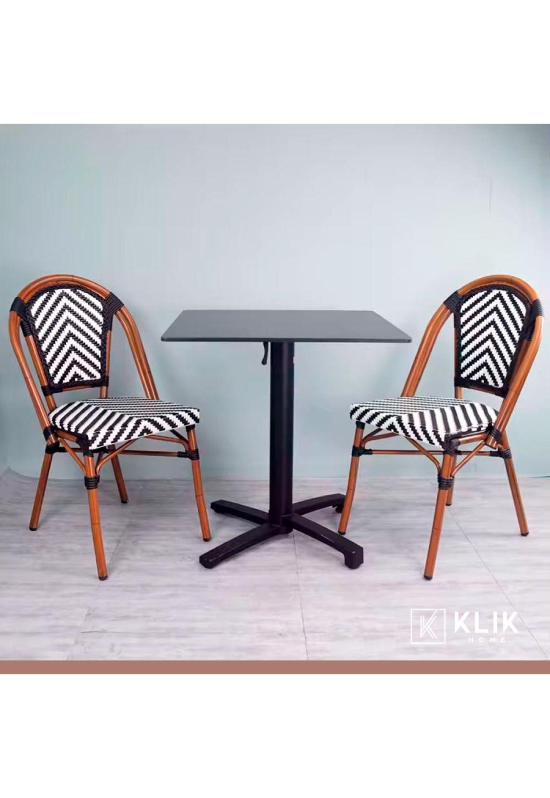 Pack de 4 Sillas Bistro Parisina Rattan - Blanca con negro-7
