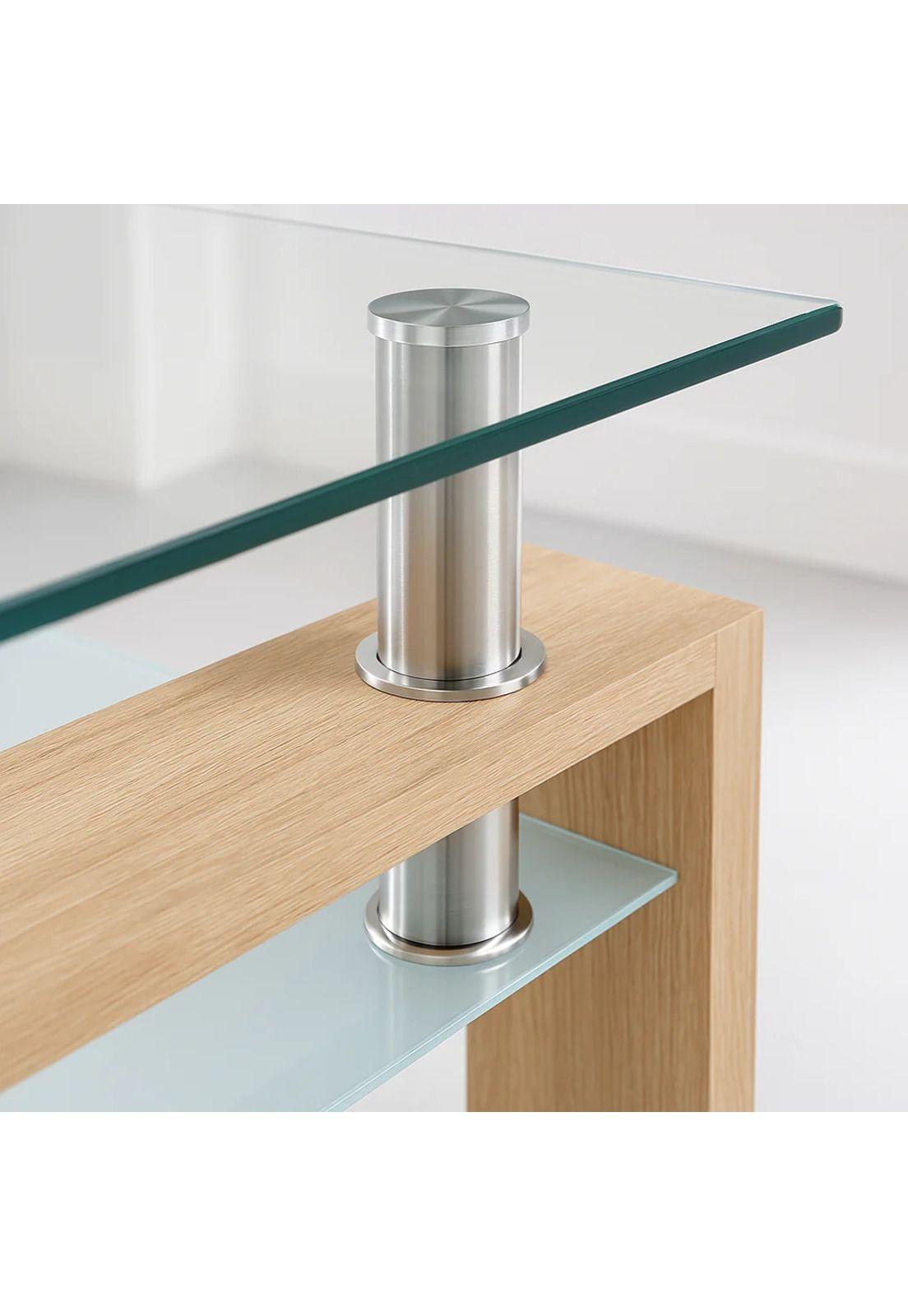 Mesa de centro para living rectangular de vidrio y madera-5