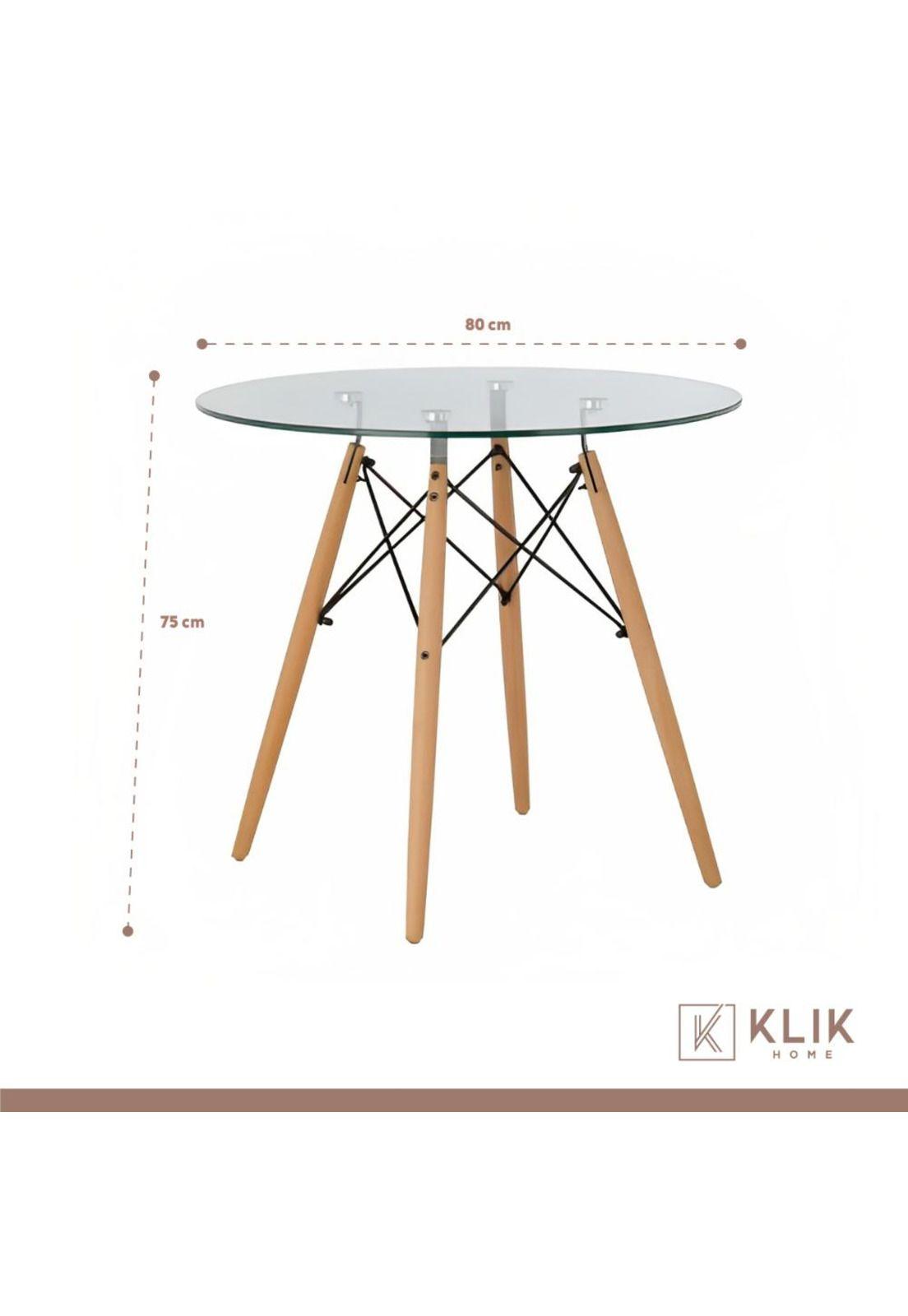 Comedor Mesa Eames 80cm redonda vidrio + 4 Sillas Breuer Madera - Negra-5