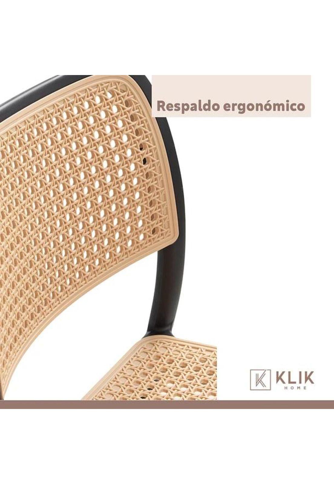 Comedor Mesa 120x80 Rectangular Negra + 6 Sillas de Comedor Enrejada-6