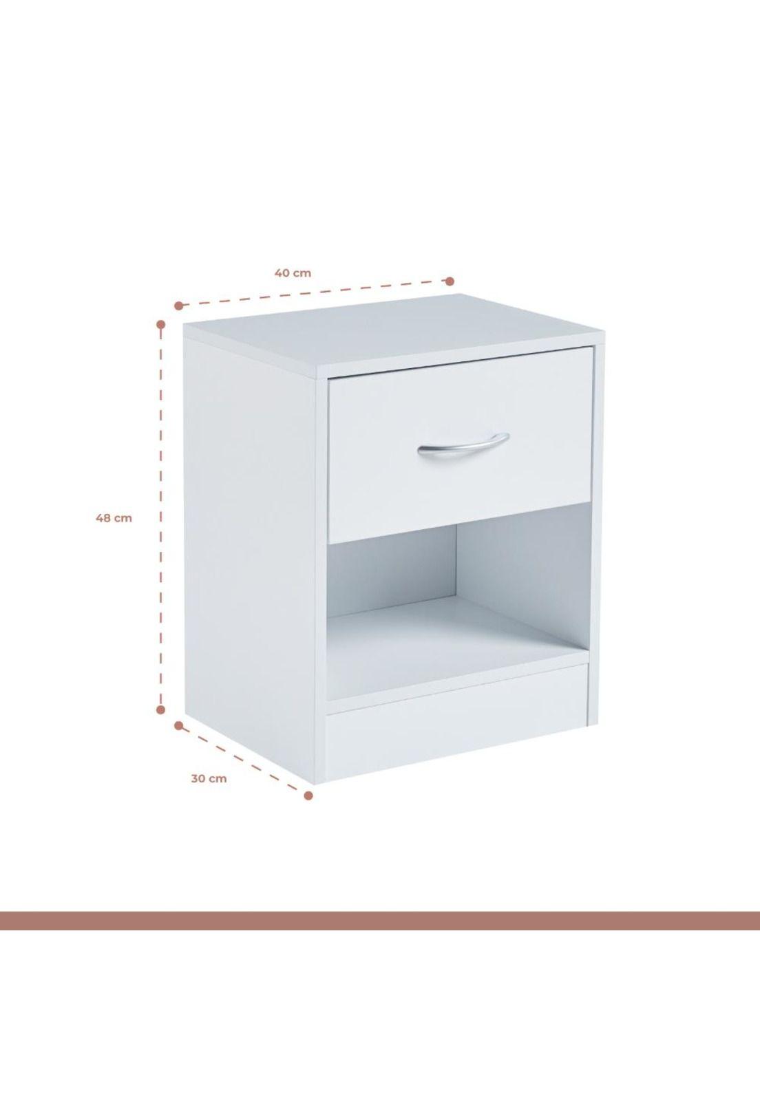 Velador Cajón y Espacio Almacenamiento Minimal Blanco-3