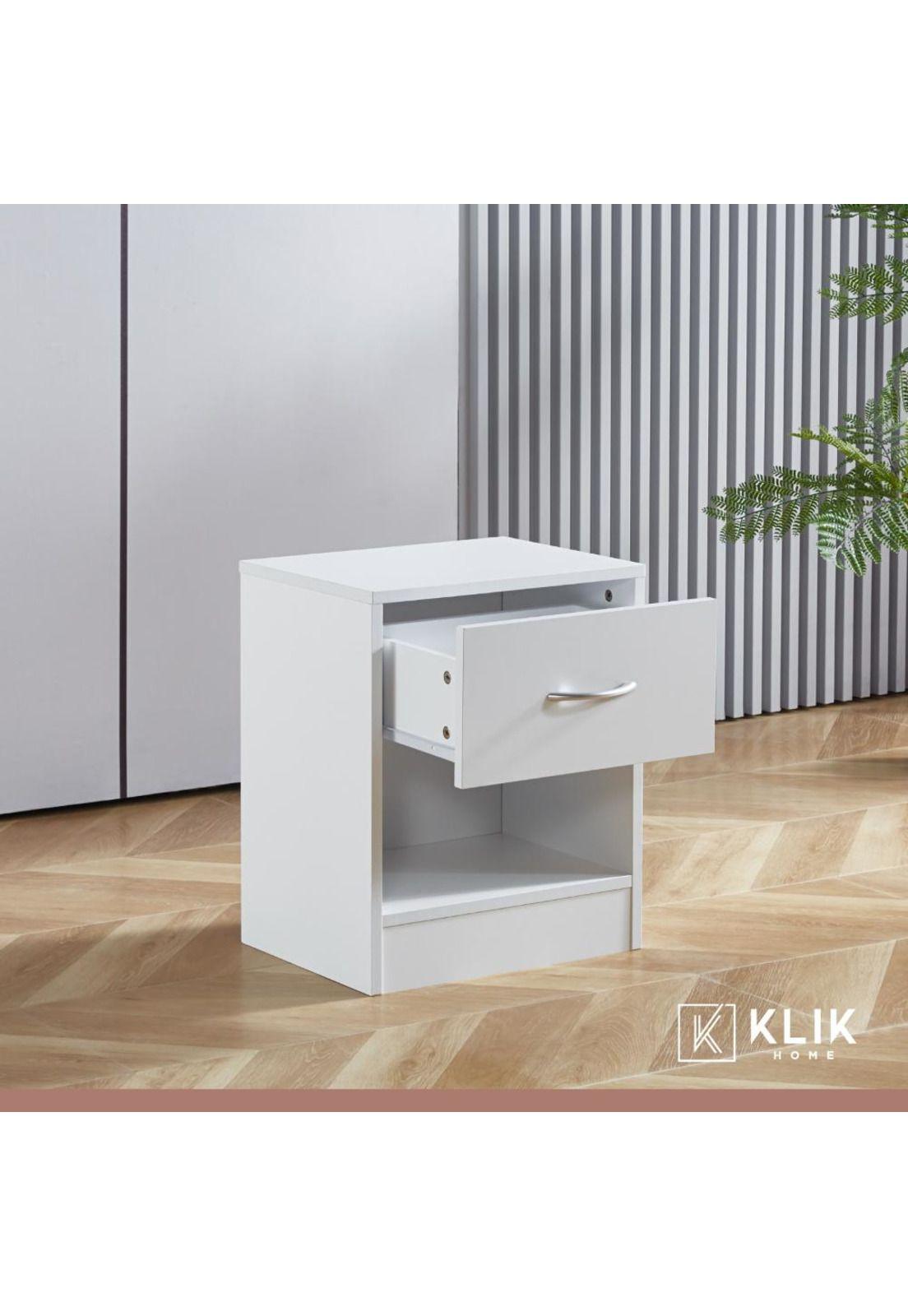 Velador Cajón y Espacio Almacenamiento Minimal Blanco-7