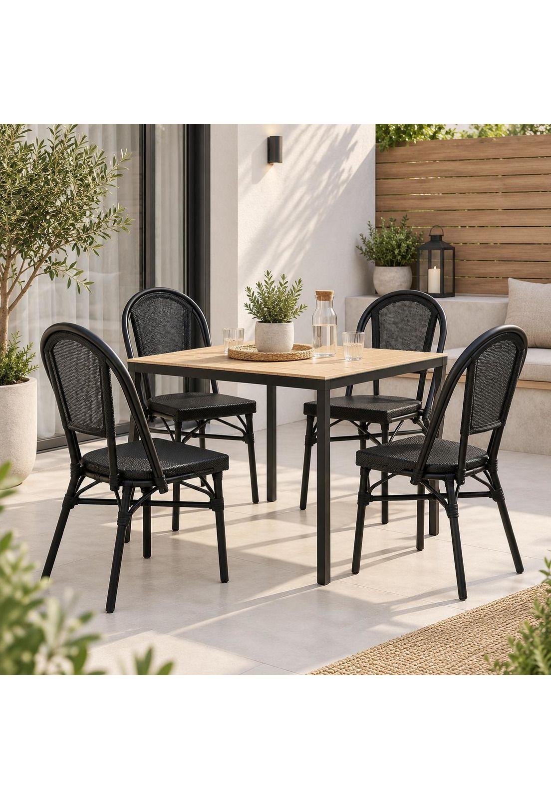 Pack de 4 Sillas Bistro Parisina Textileno - Negro-2