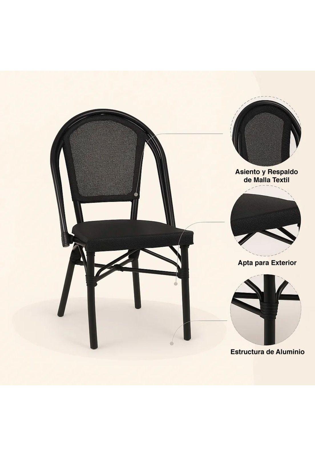 Pack de 4 Sillas Bistro Parisina Textileno - Negro-4