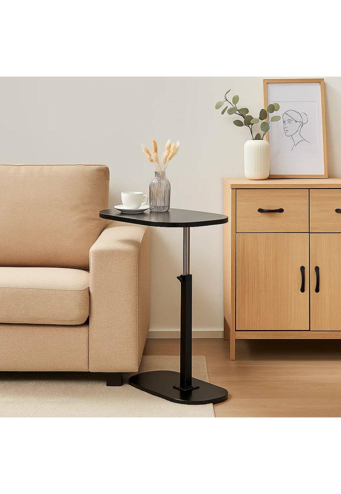 Mesa de Noche Ajustable en C para Cama y Sofá - Negro-2