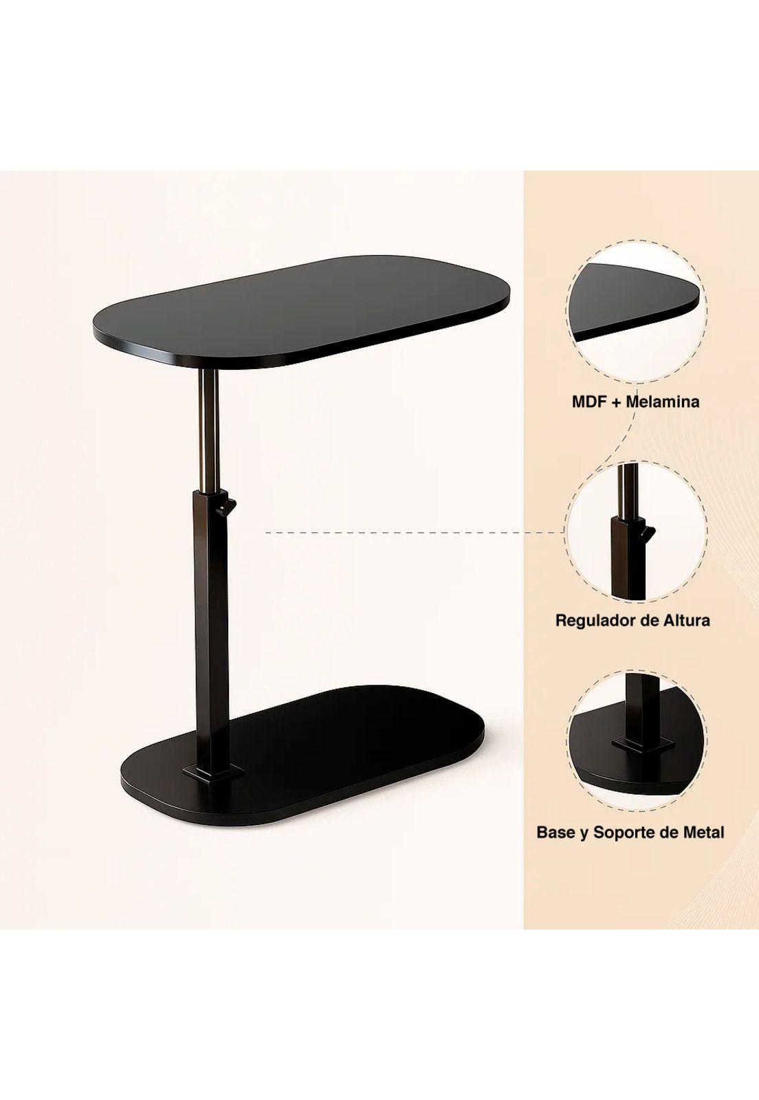 Mesa de Noche Ajustable en C para Cama y Sofá - Negro-4
