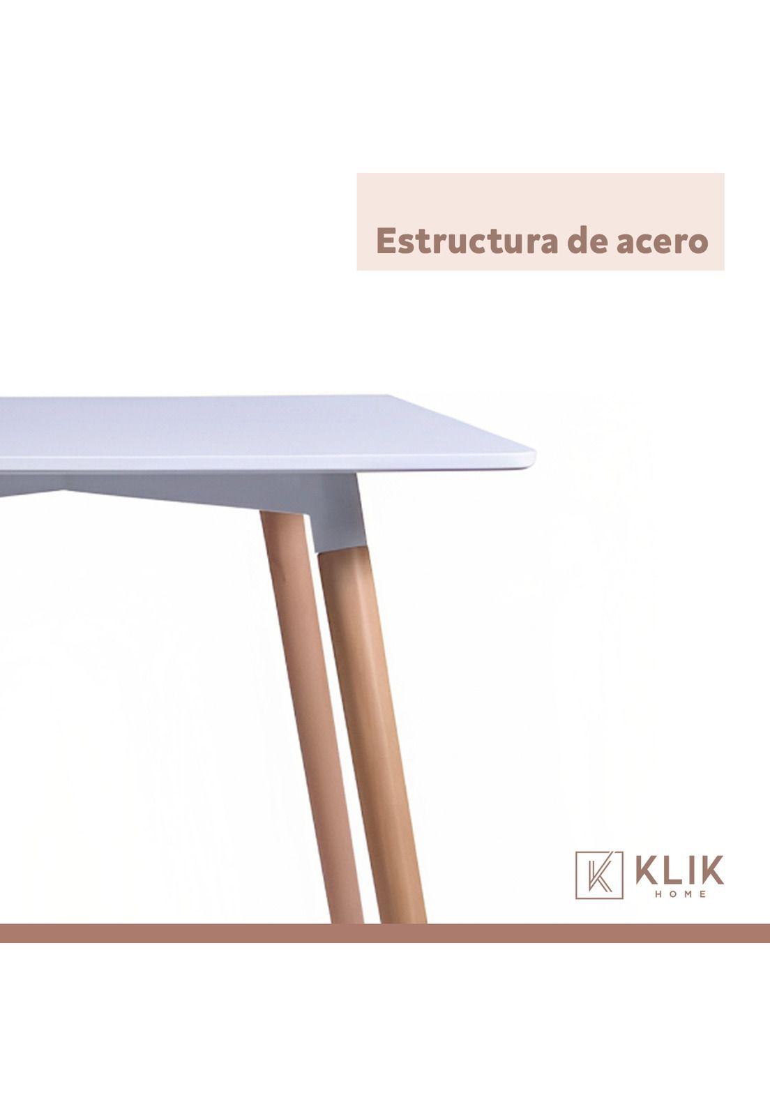 Comedor Mesa Cuadrada Blanca + 4 Sillas Tulip Acolchadas Blancas-6