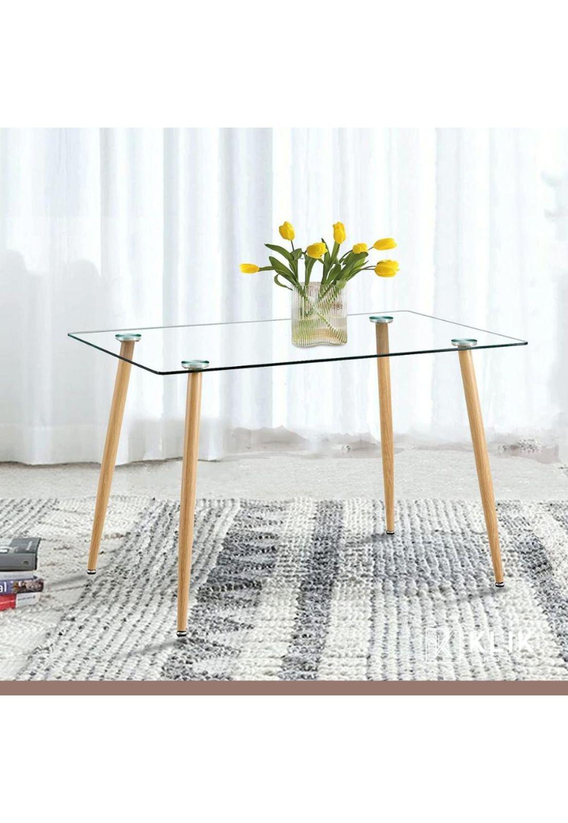 Comedor Mesa de Vidrio 120x80 + 6 Sillas Europa Negras-7