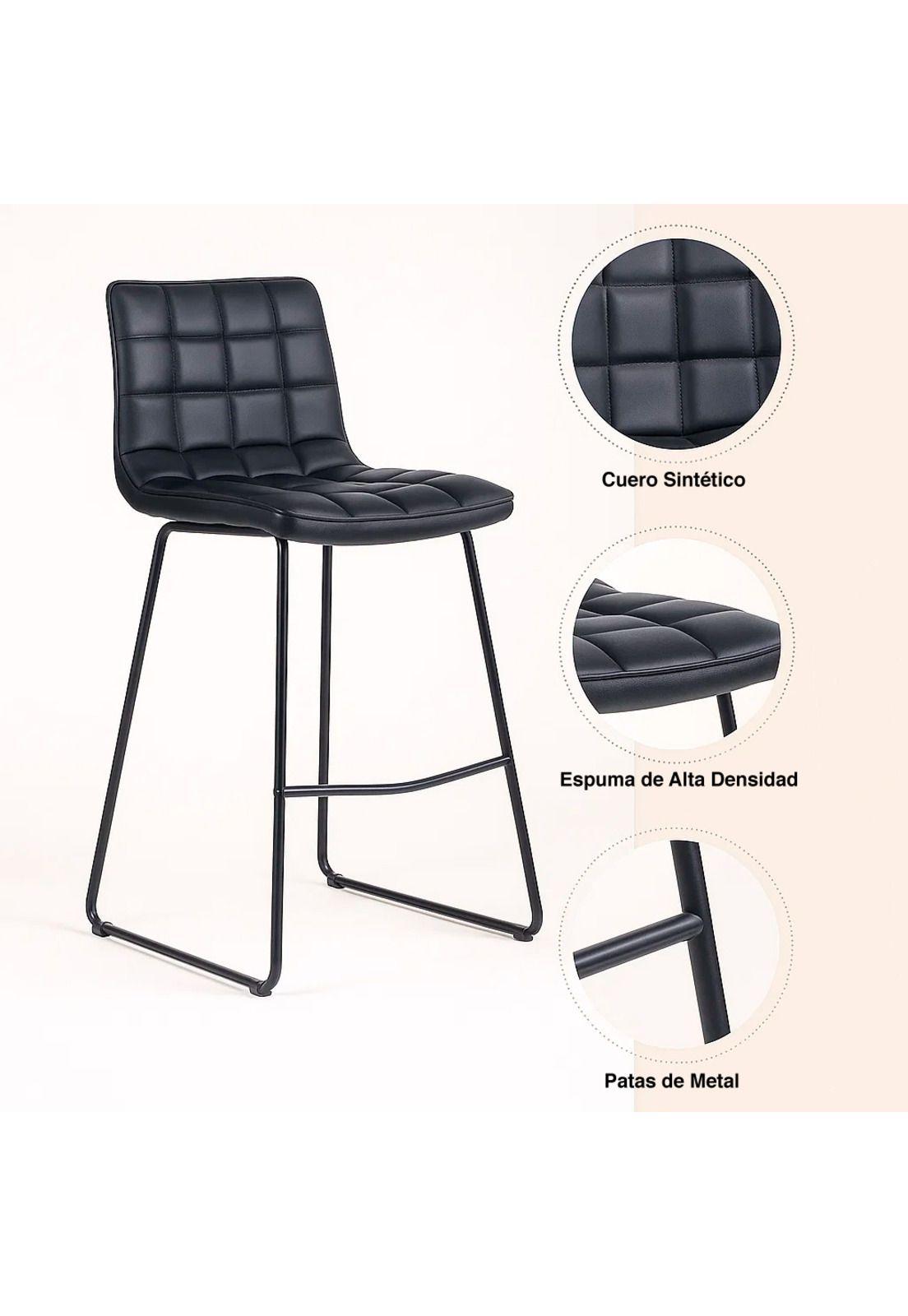 Pack de 2 Taburetes Altos Milano Cuero Sintetico con Patas Metálicas Estilo Industrial-4