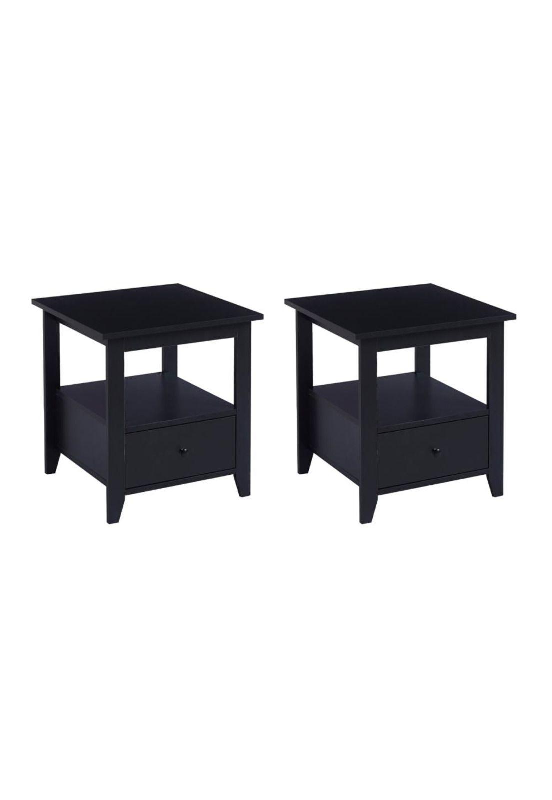 Pack de 2 Veladores Mesa Lateral Auxiliar con Cajón Bohemio-0