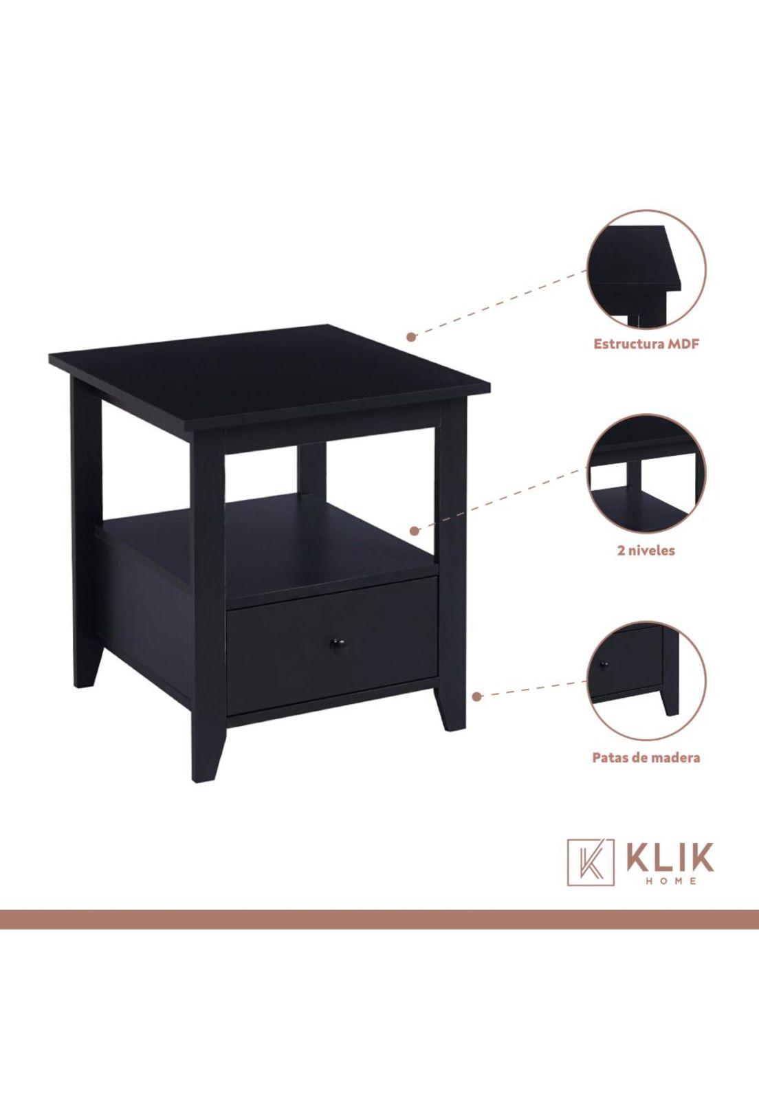 Pack de 2 Veladores Mesa Lateral Auxiliar con Cajón Bohemio-2