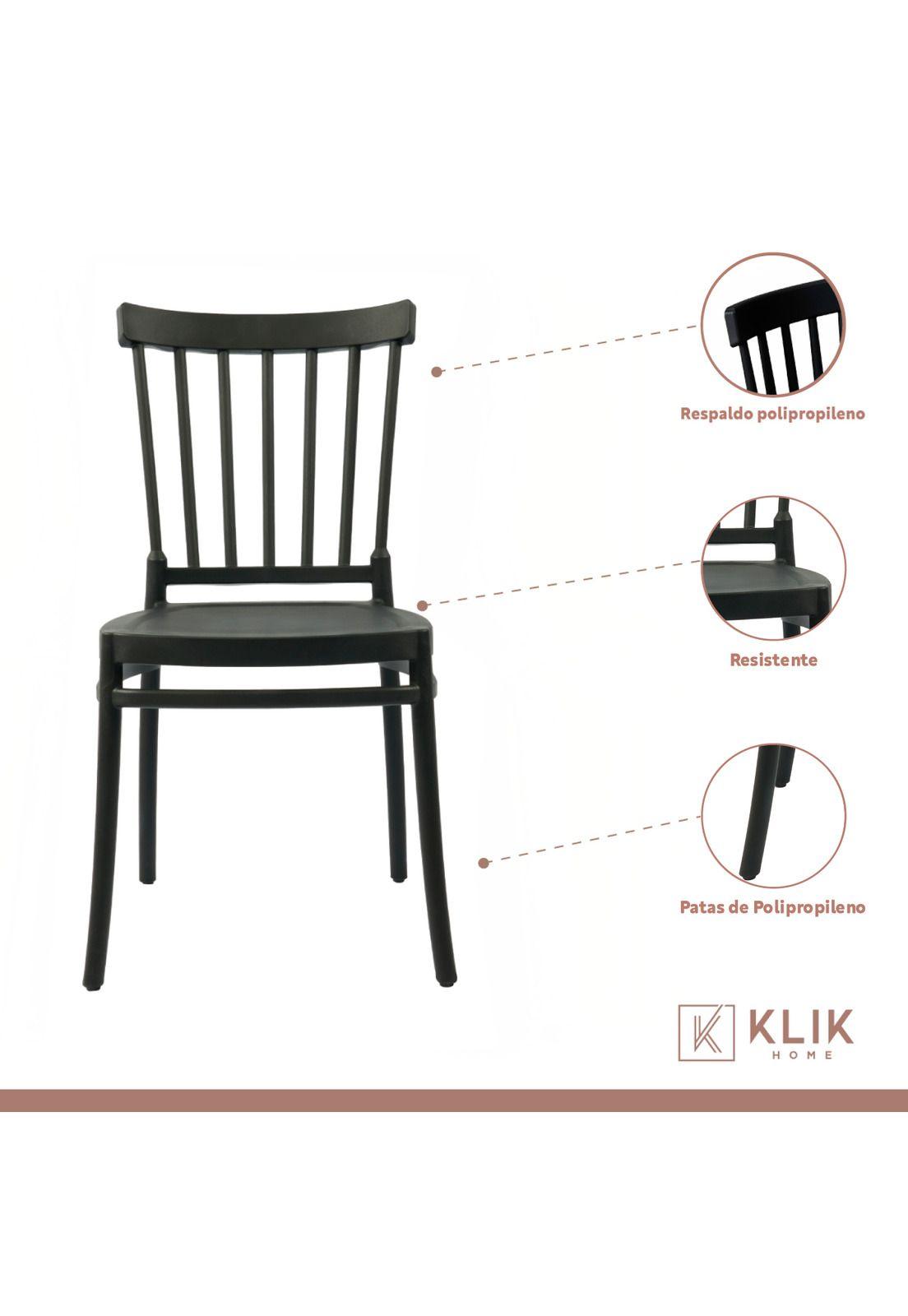 Pack de 4 Sillas Windsor Polipropileno - Negras-2