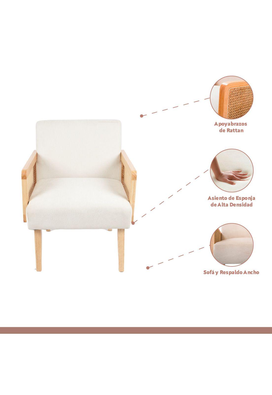 Sillon madera rattan relaxia  - Blanco-2