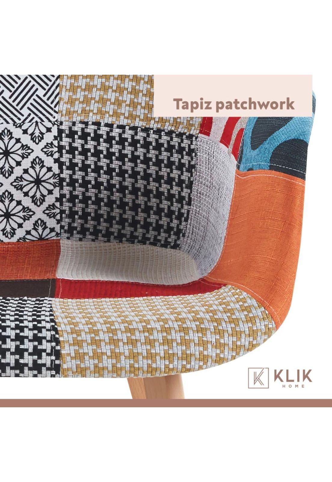 Butaca Sitial Patchwork Acolchado Wood - Naranjo-5