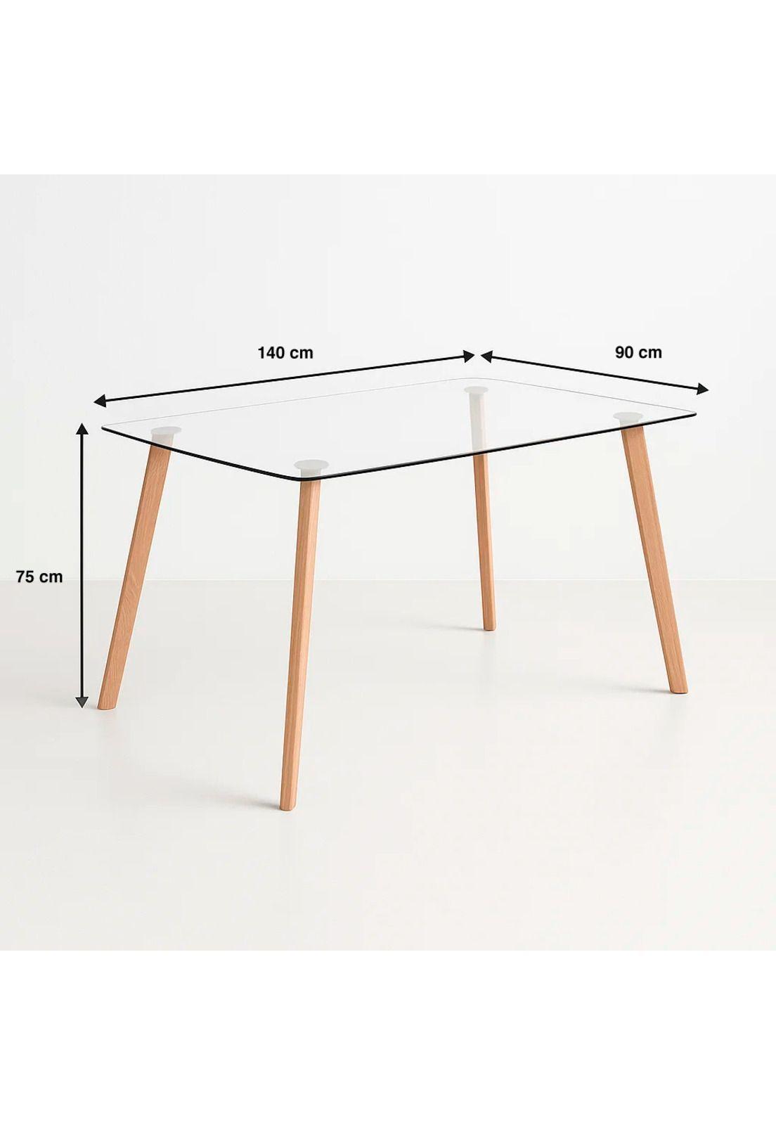 Mesa de Comedor Vidrio Rectangular Nórdica 140x90 cm-3