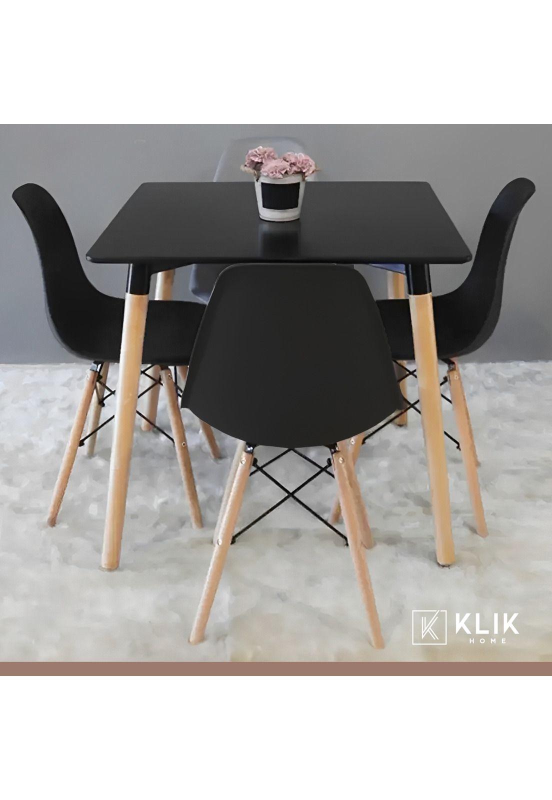 Comedor Mesa Eames Cuadrada Negra + 4 Sillas Eames Negras-1