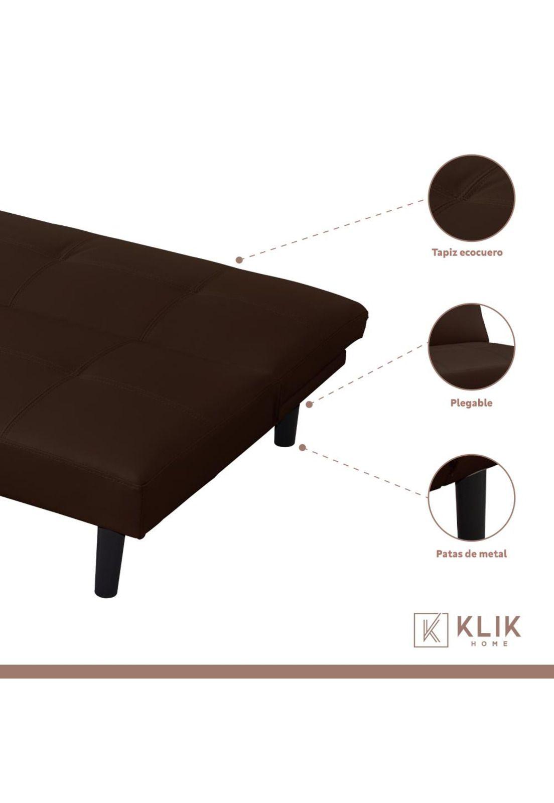 Futón Sofá Cama 2 cuerpos Sofía - Ecocuero Café-2