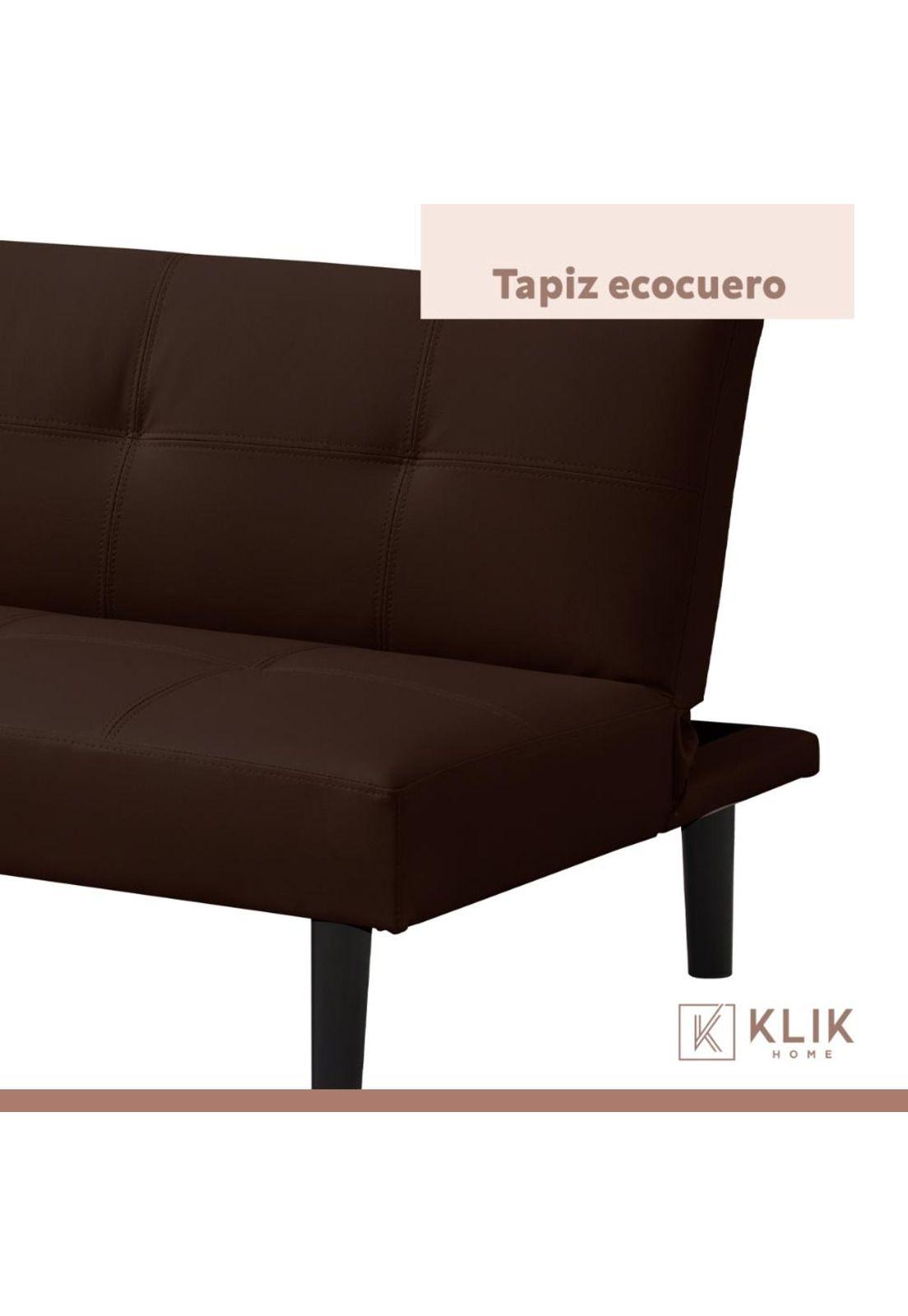 Futón Sofá Cama 2 cuerpos Sofía - Ecocuero Café-4