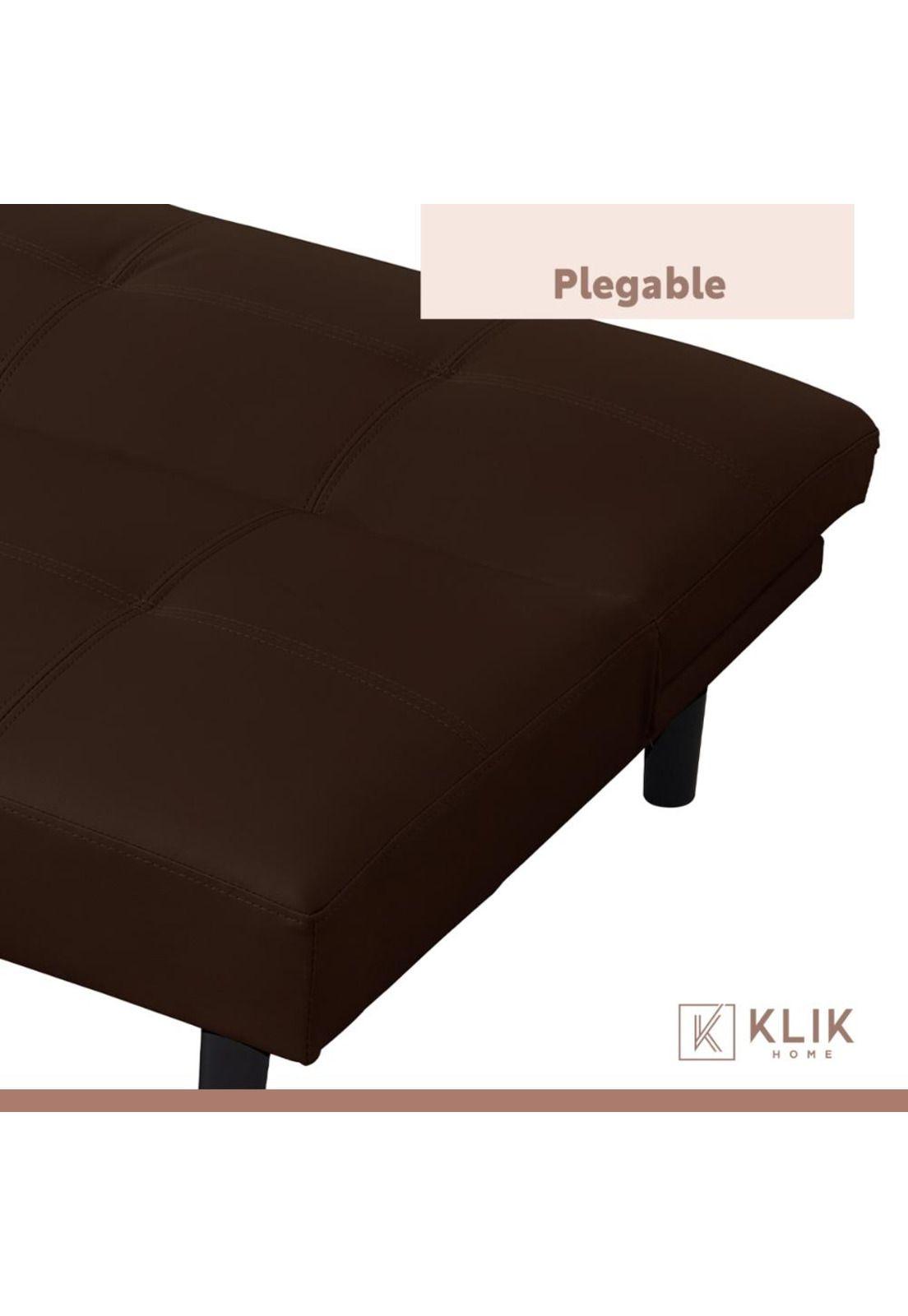 Futón Sofá Cama 2 cuerpos Sofía - Ecocuero Café-5