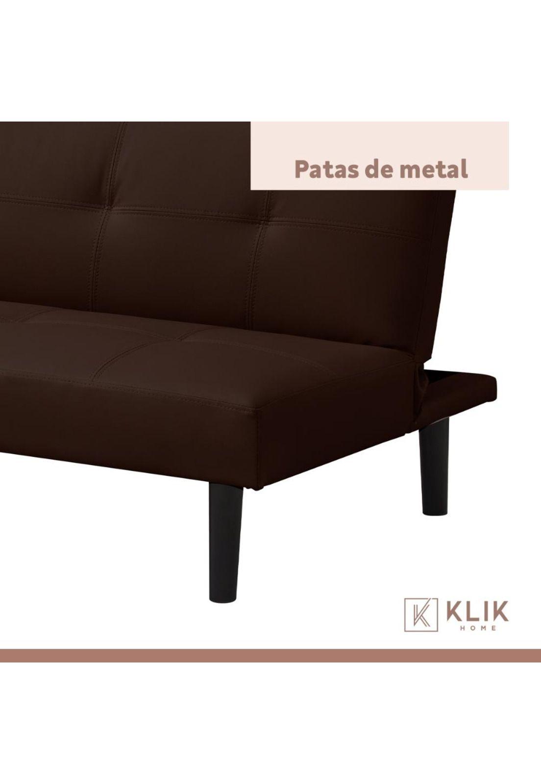 Futón Sofá Cama 2 cuerpos Sofía - Ecocuero Café-6