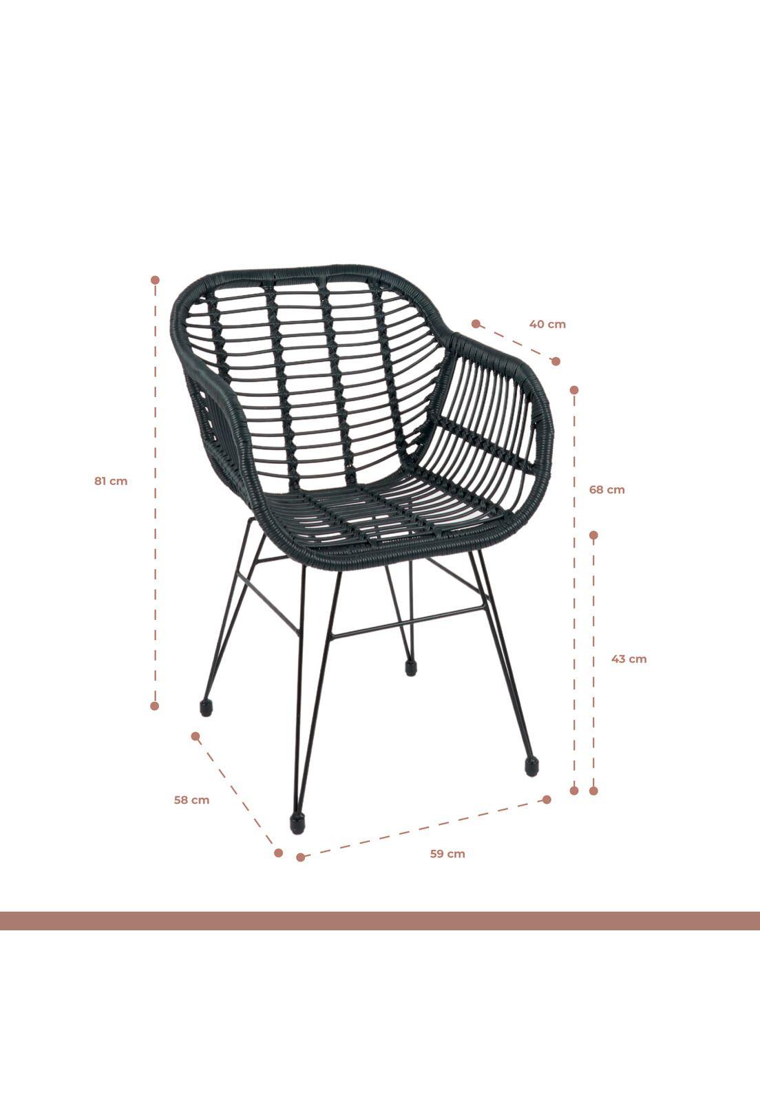 Butaca con Apoyabrazos de Terraza Rattan Grecia Color Negro-3