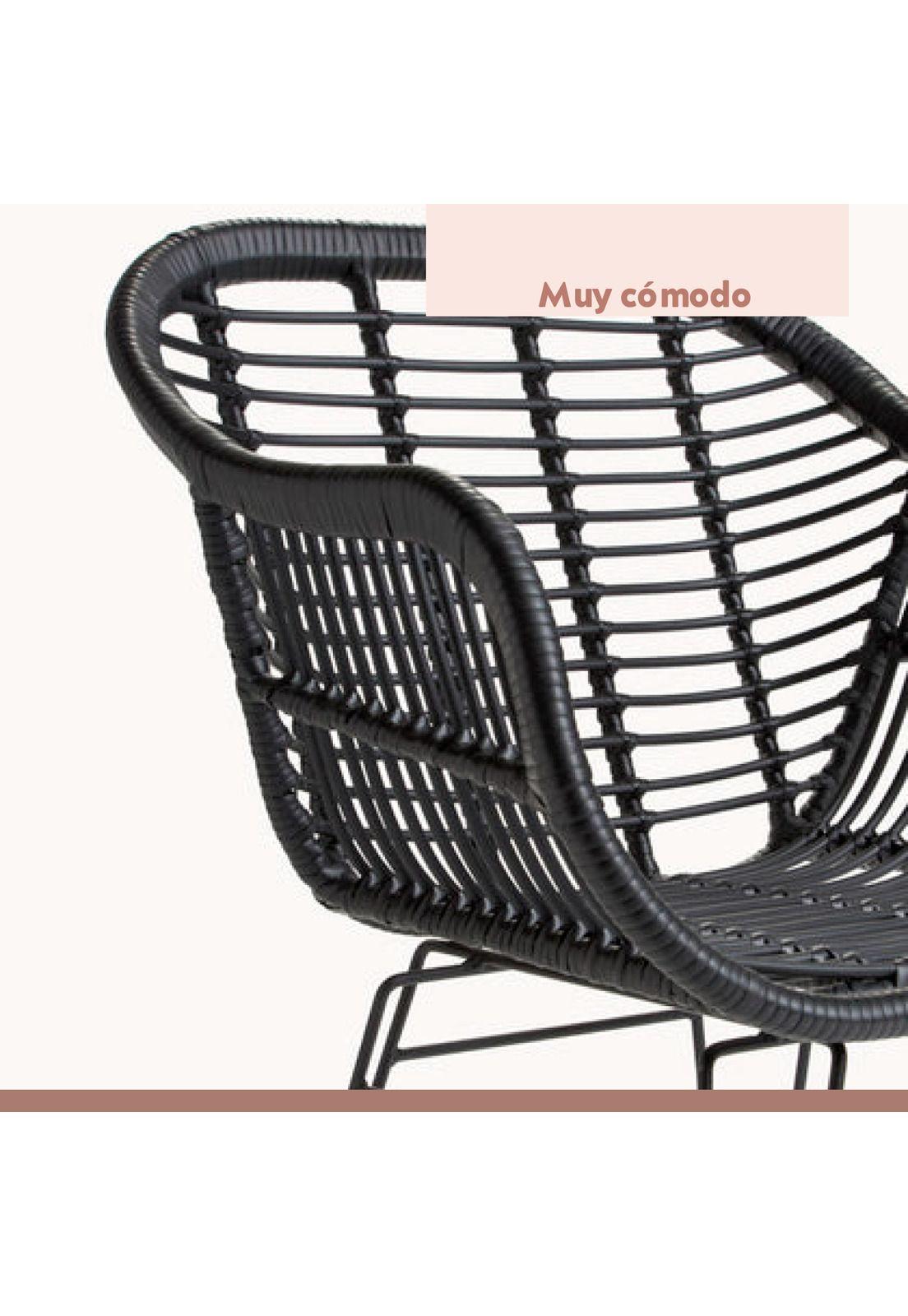 Butaca con Apoyabrazos de Terraza Rattan Grecia Color Negro-6