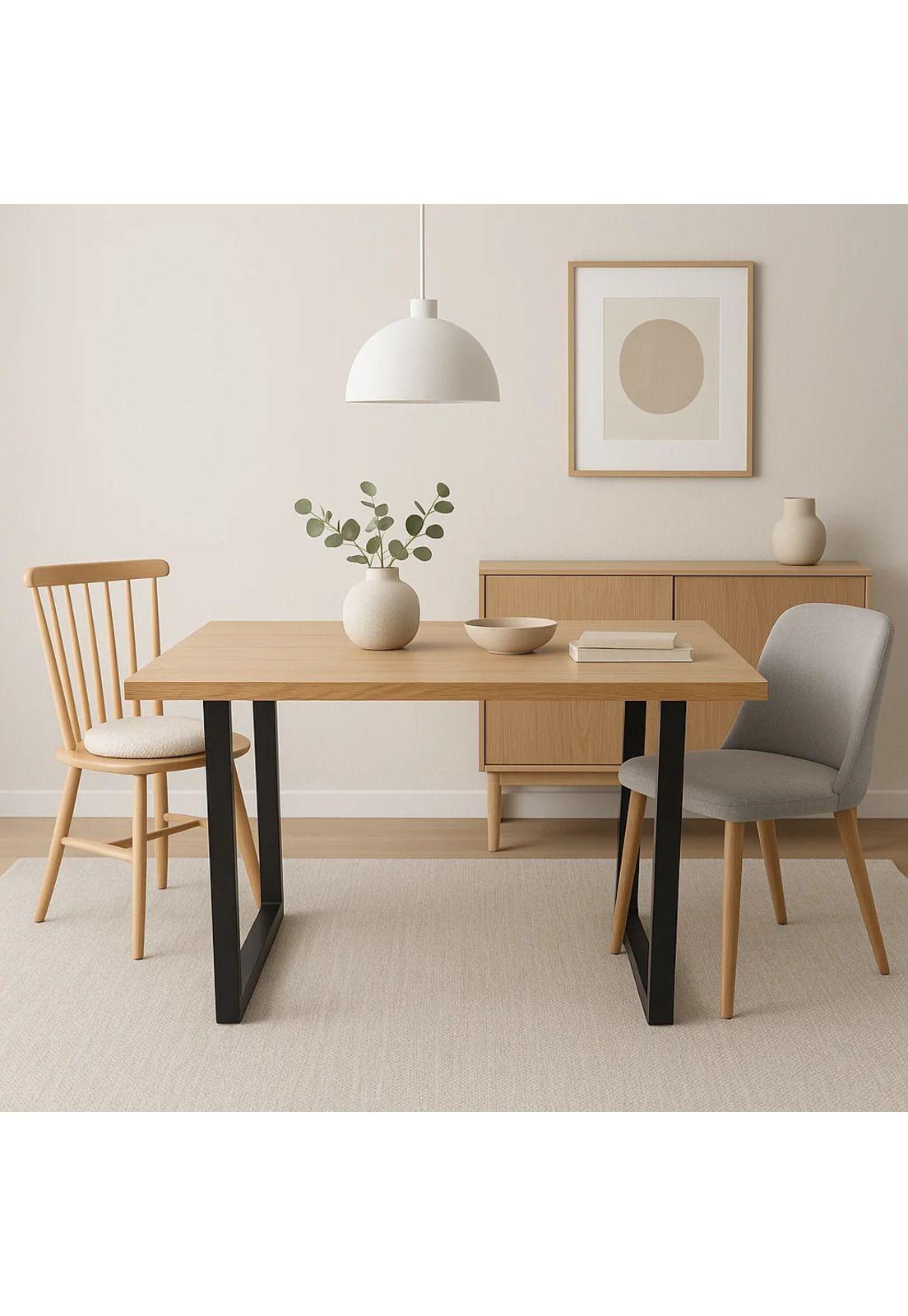 Mesa de Comedor Estilo Industrial 140x90 - Madera Clara-2