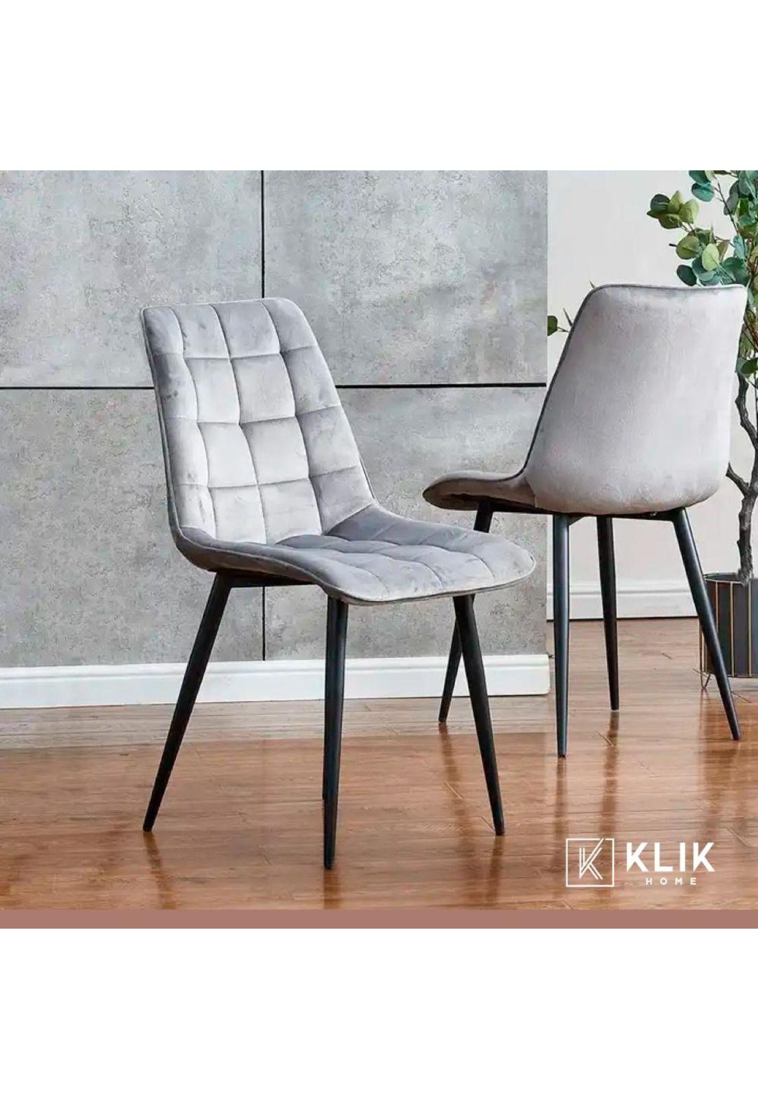 Silla de Comedor Macron Acolchada Terciopelo - Gris-7