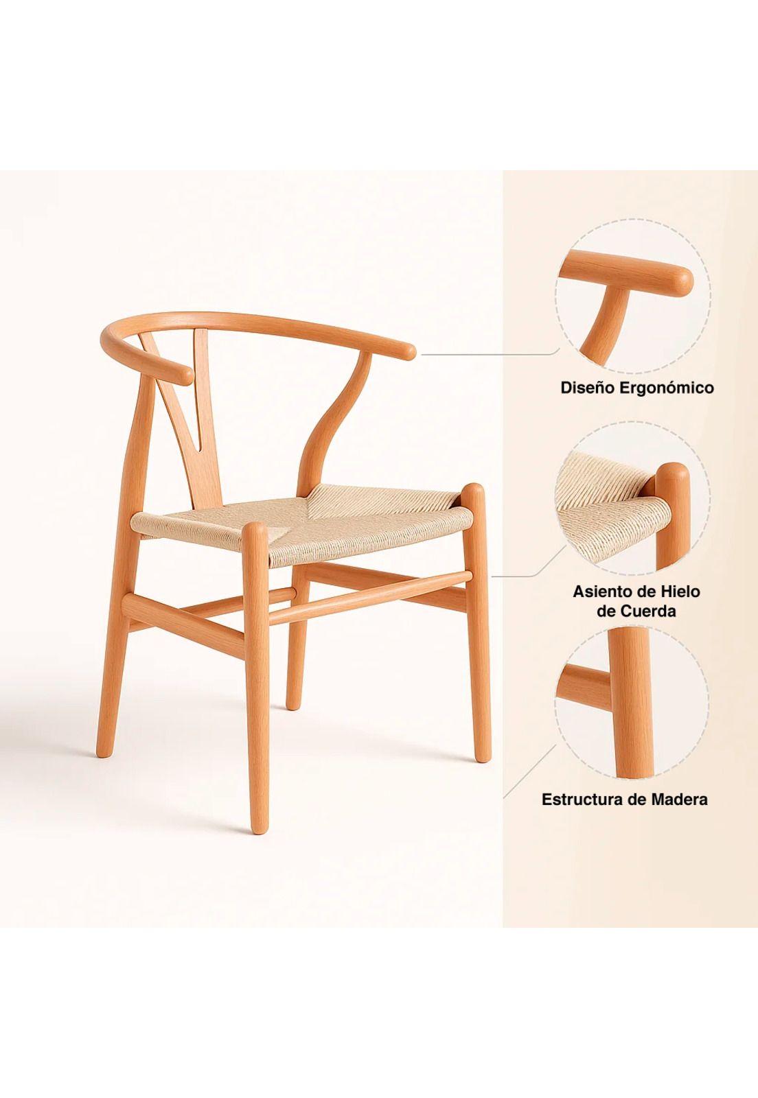 Silla Wishbone Madera y Hilo de cuerda - Natural-4