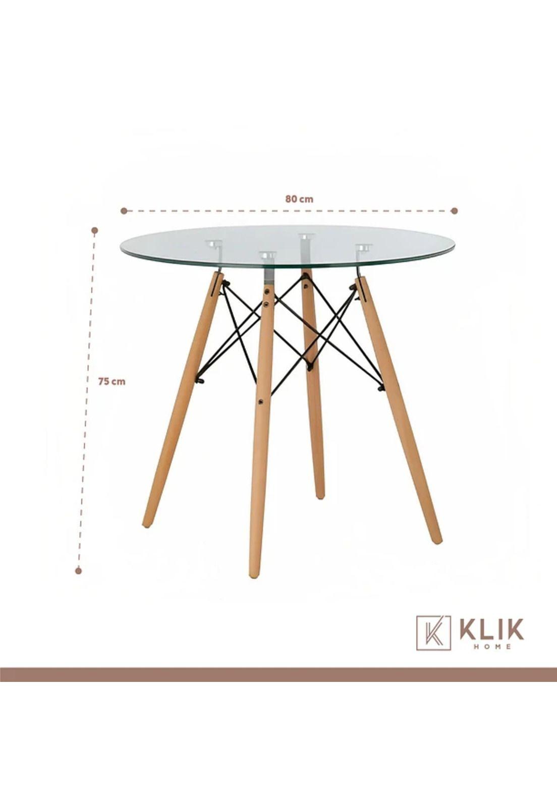 Comedor Mesa Eames 80cm redonda vidrio + 4 Silla Macron Terciopelo - Beige-5