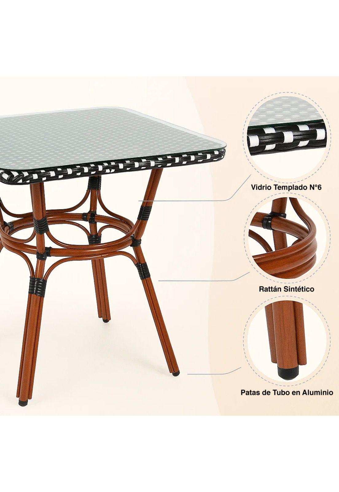 Comedor de una Mesa + 4 Sillas Parisinas - Blanco y Negro-5