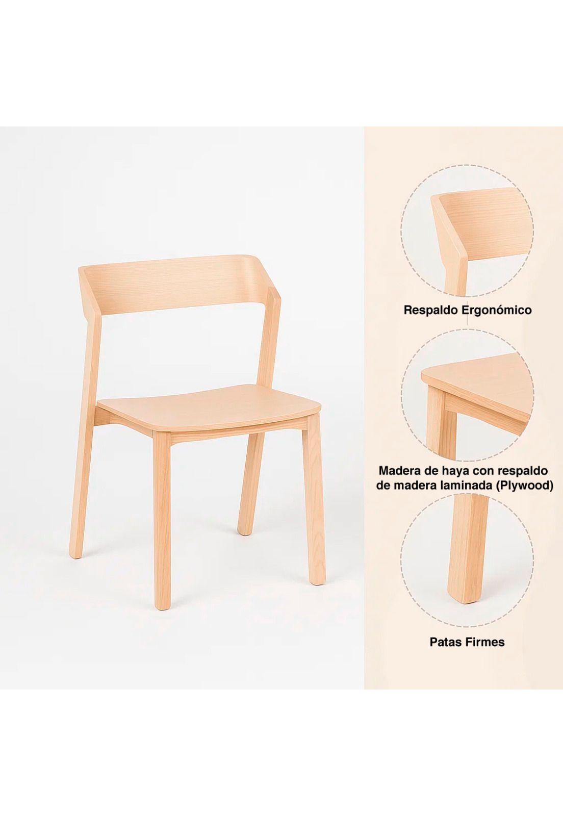 Comedor Mesa Redonda 100cm Madera Natural Base Estilo Rejilla + 4 Silla Madera Rover Viena Natural-5