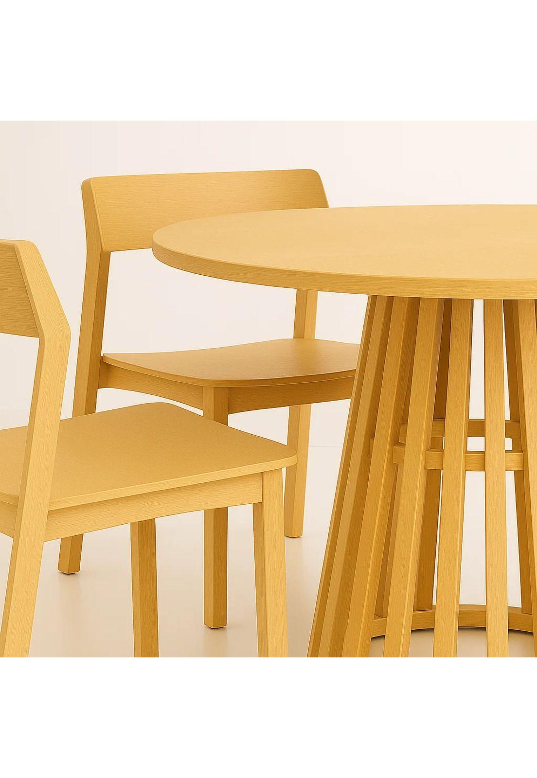 Comedor Mesa Redonda 100cm Madera Natural Base Estilo Rejilla + 4 Silla Madera Rover Viena Natural-7