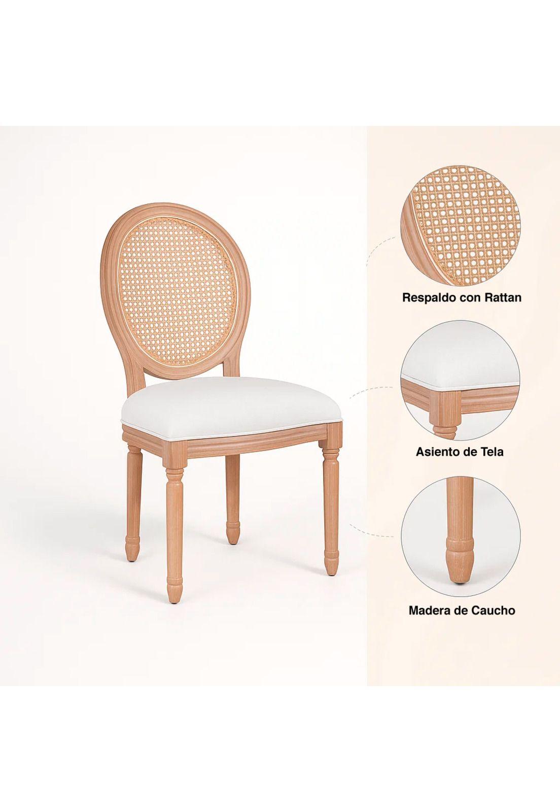 Silla de Comedor Madera Acolchada Luis XV-4
