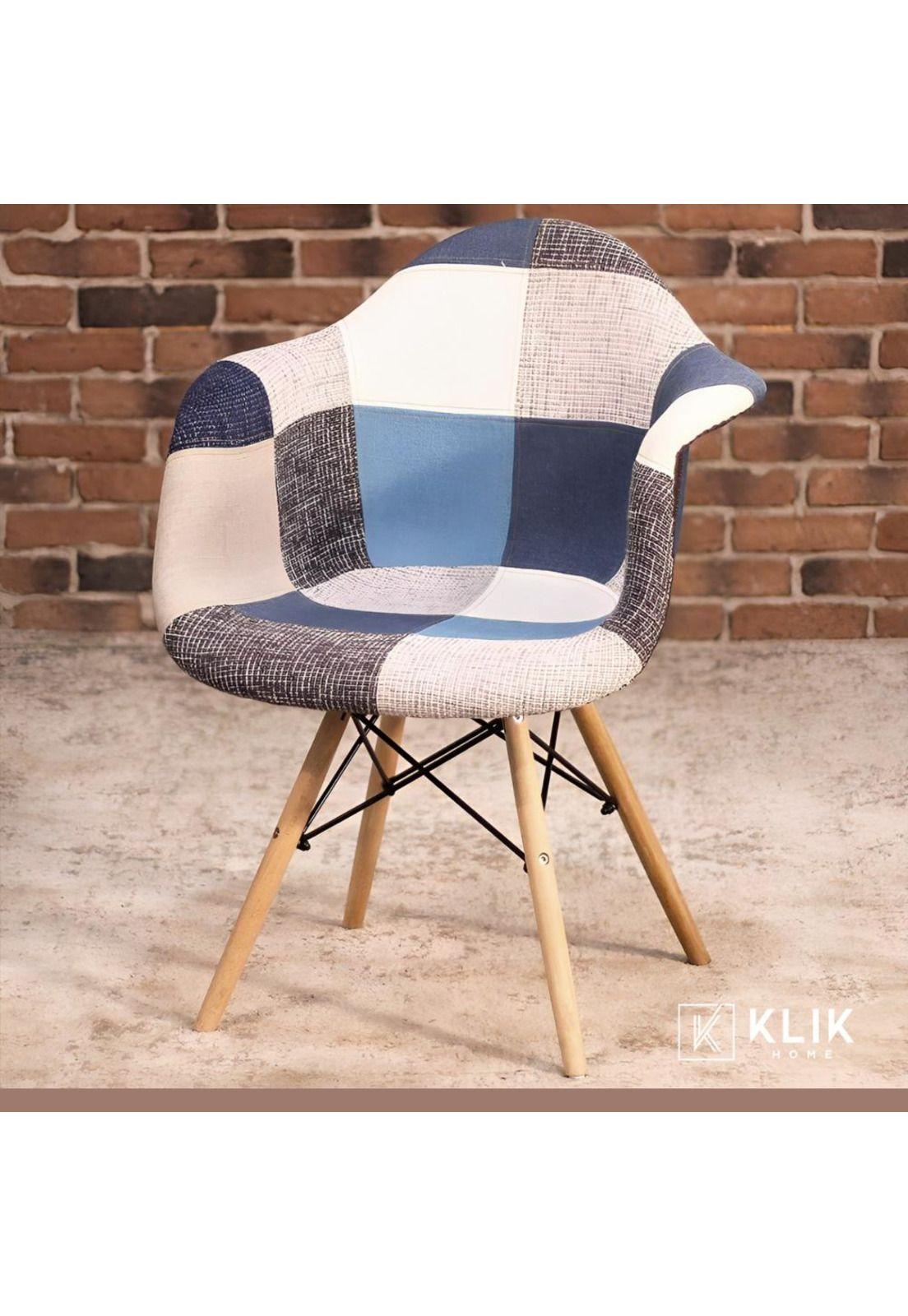 Butaca Sitial Eames Patchwork Acolchado - Celeste-1