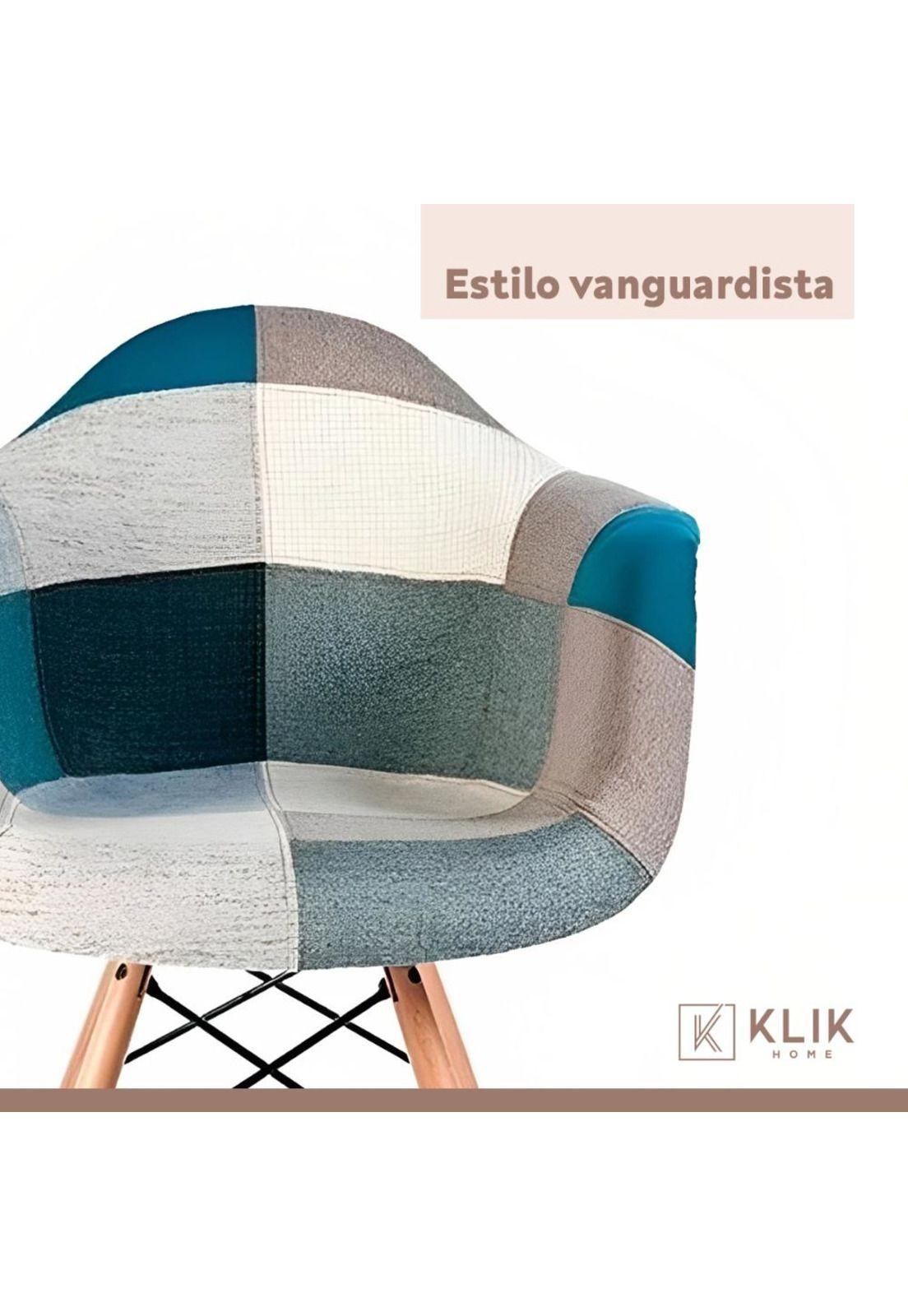 Butaca Sitial Eames Patchwork Acolchado - Celeste-6