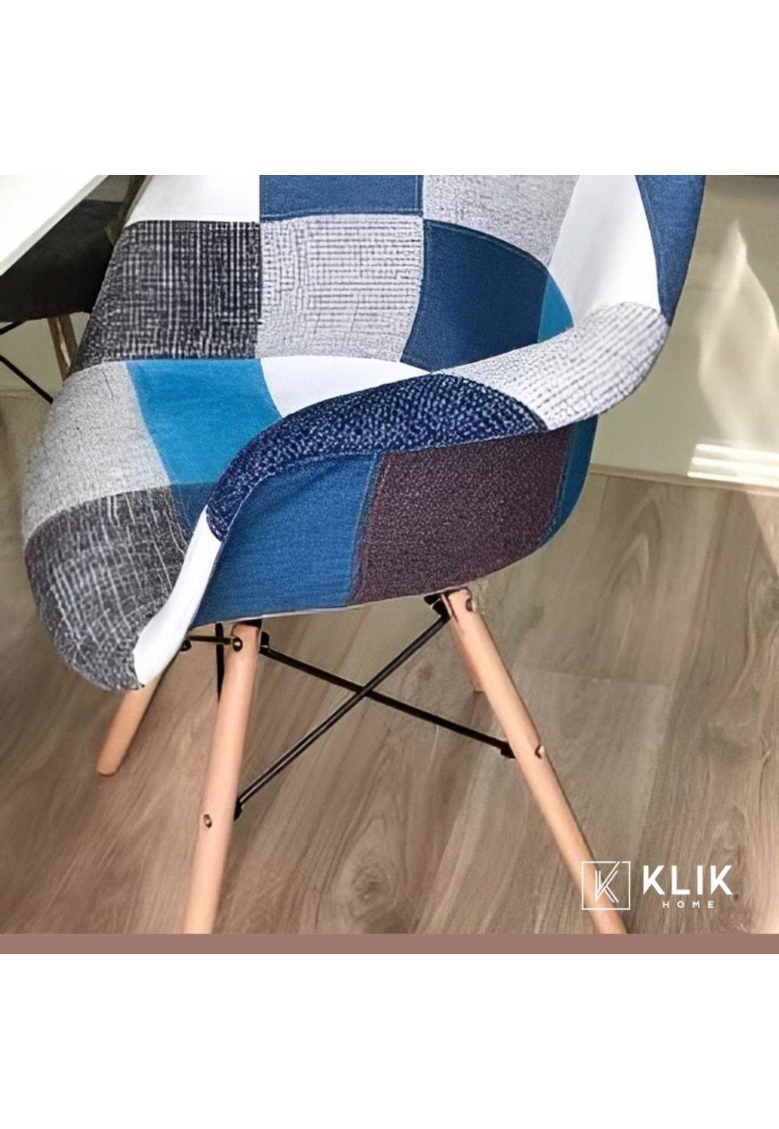 Butaca Sitial Eames Patchwork Acolchado - Celeste-7