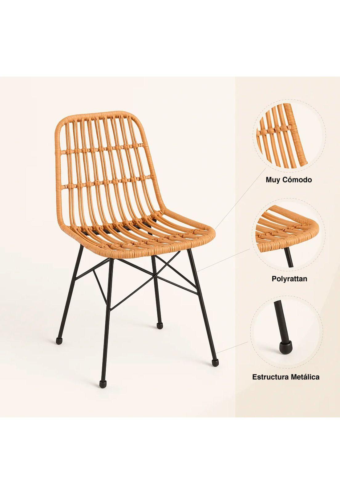 Silla de Comedor Terraza Rattan Grecia Color Madera-4