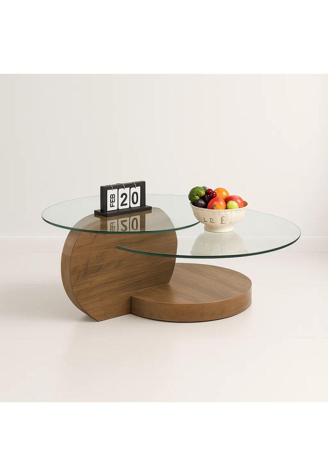 Mesa de Centro DuoGlass con Bases de Madera y Superficie de Vidrio-0