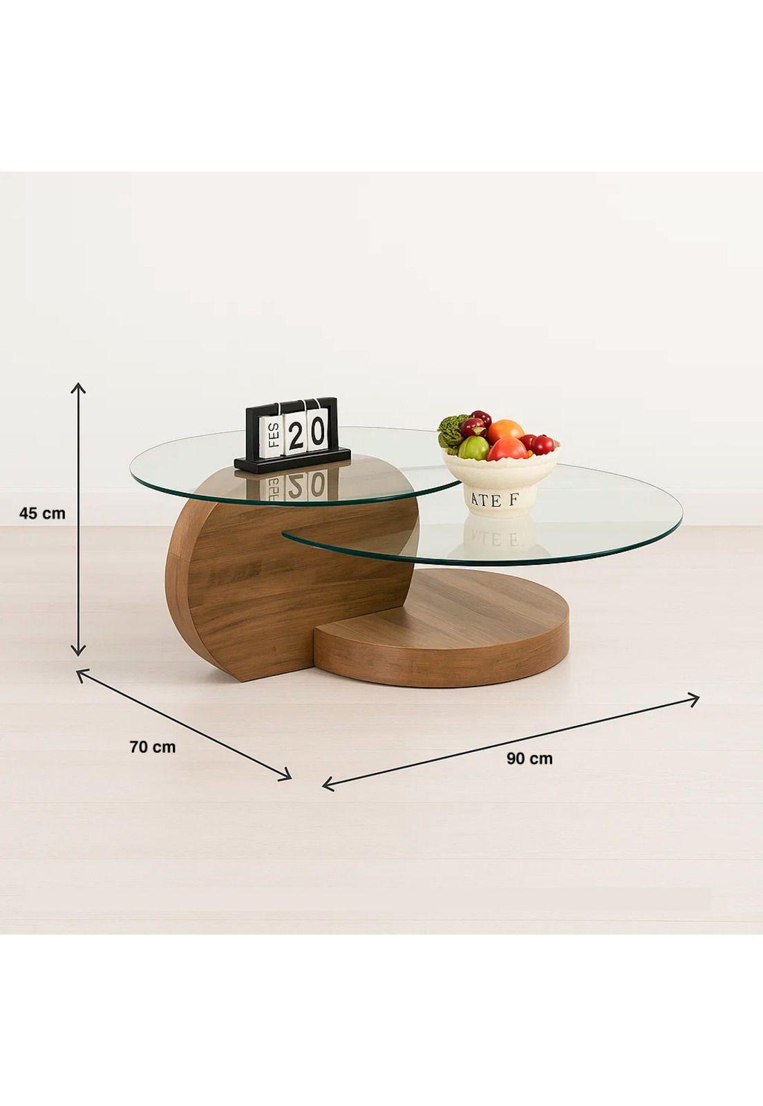 Mesa de Centro DuoGlass con Bases de Madera y Superficie de Vidrio-3