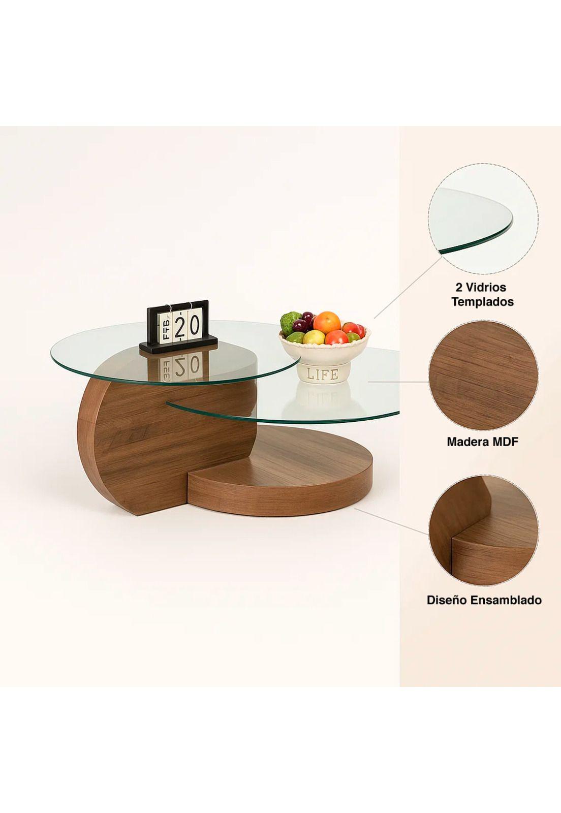 Mesa de Centro DuoGlass con Bases de Madera y Superficie de Vidrio-4