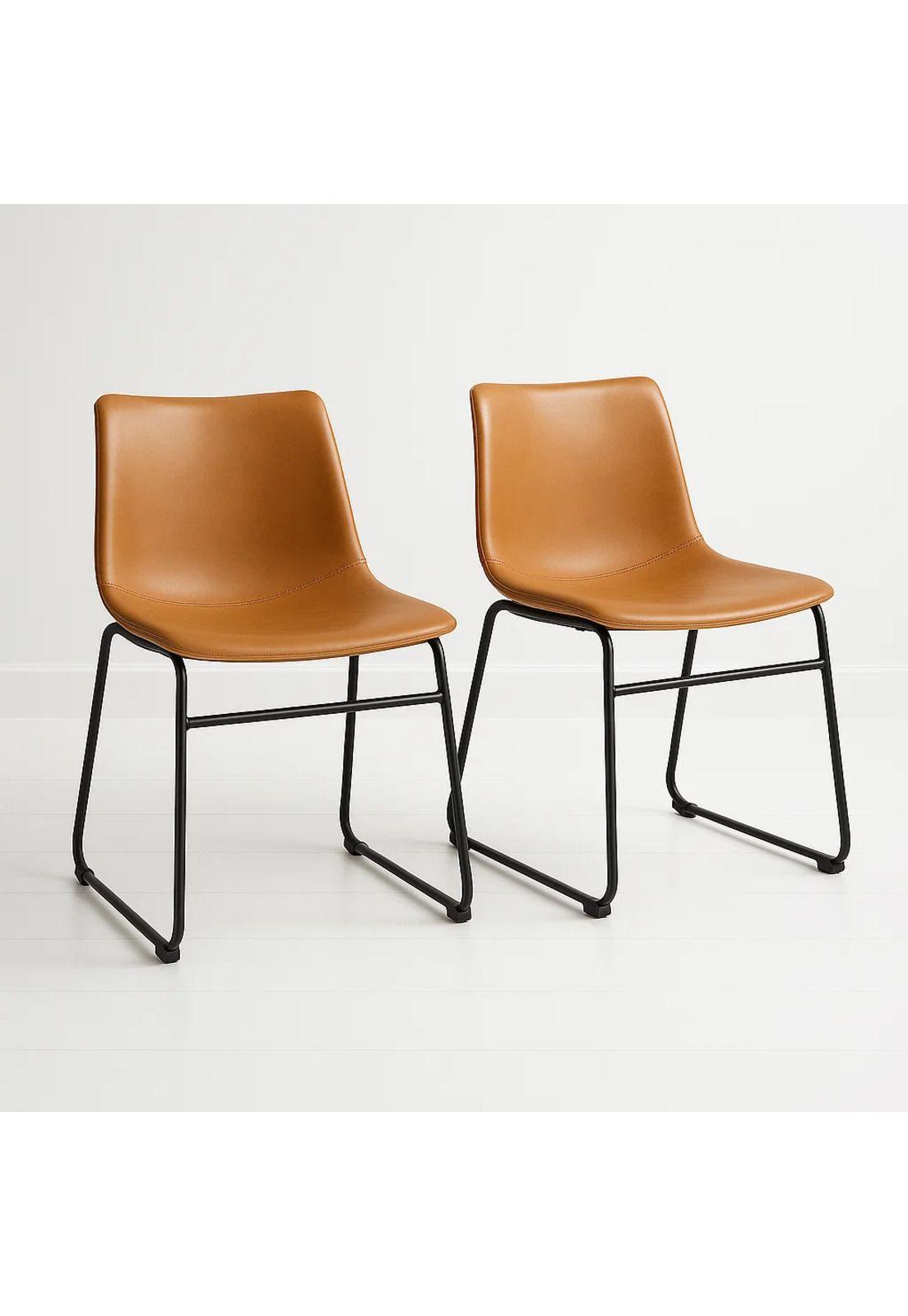 Pack de 2 Sillas Burgos de Comedor o Living de Cuero Sintético y Metal Industrial-0