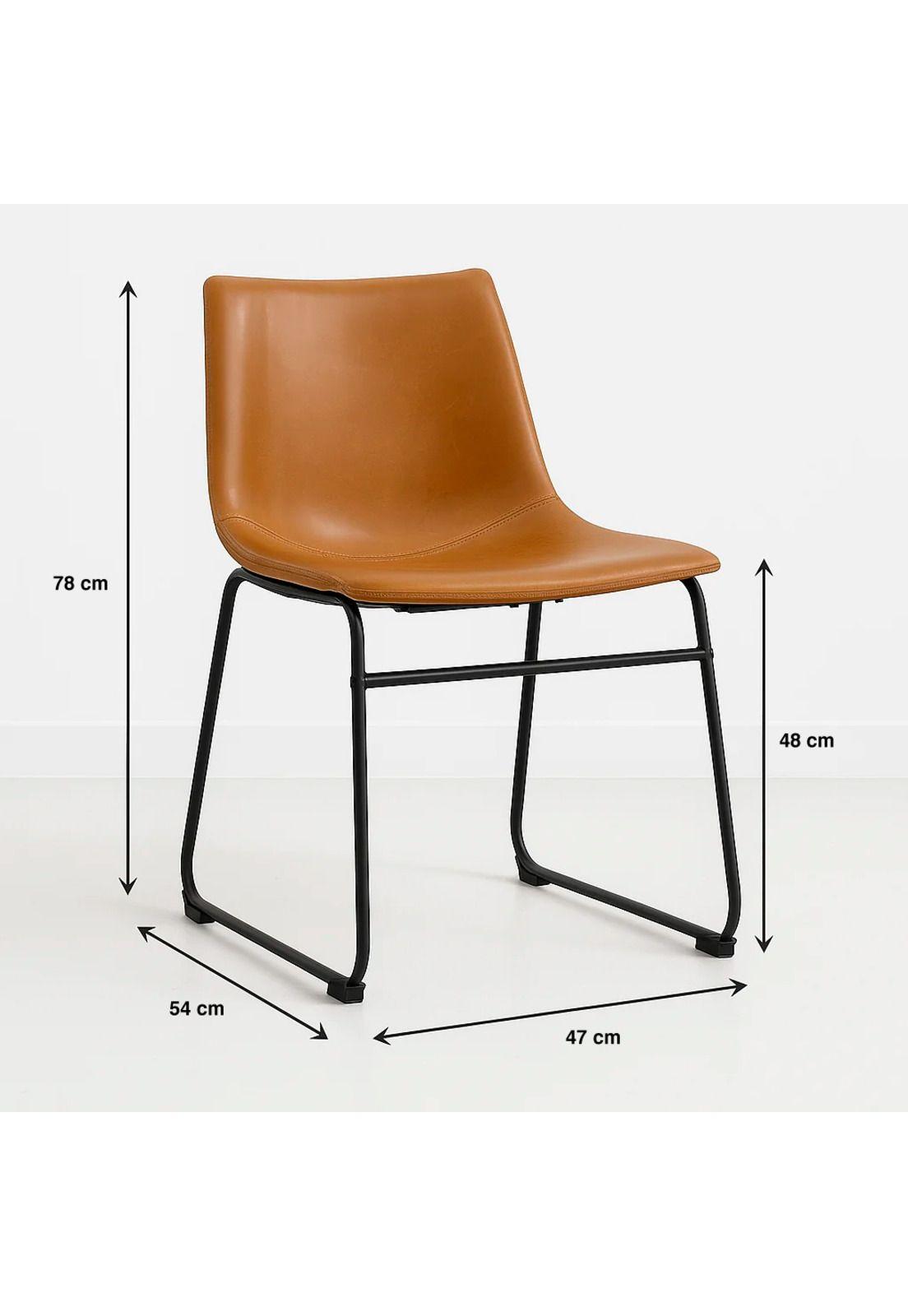 Pack de 2 Sillas Burgos de Comedor o Living de Cuero Sintético y Metal Industrial-3