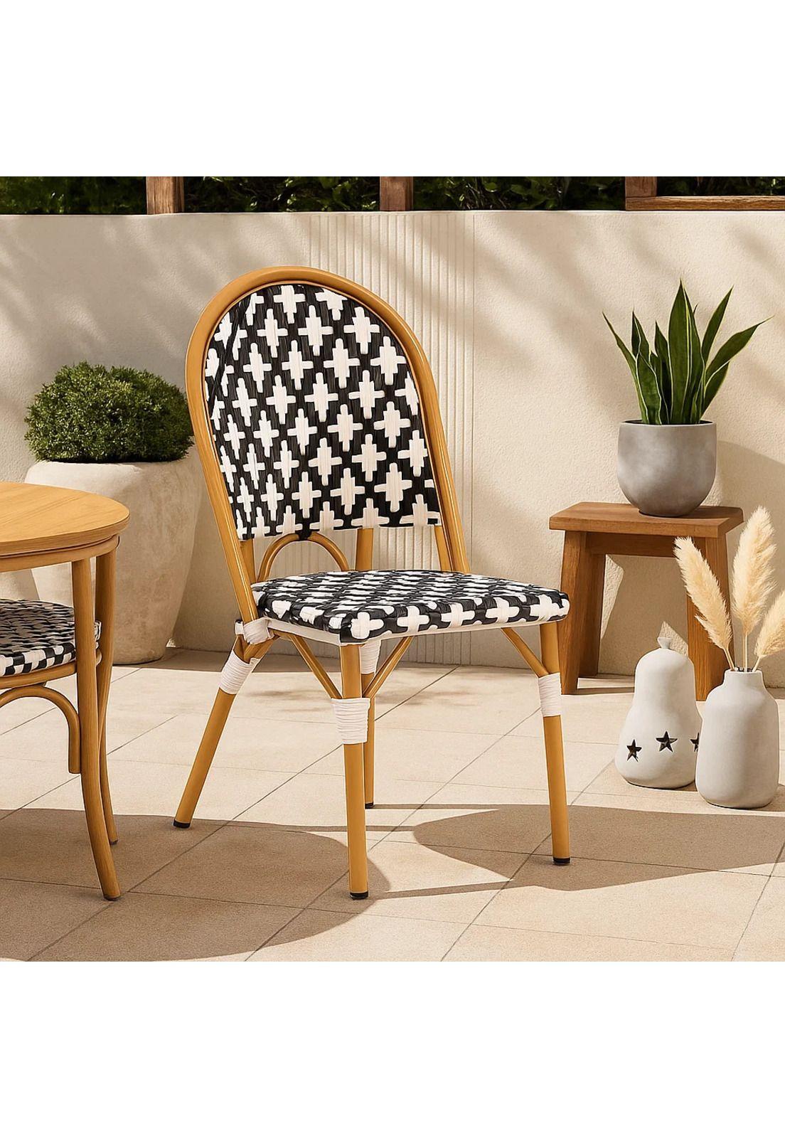 Silla de Jardín Parisina con Diseño Geométrico Trenzado-2