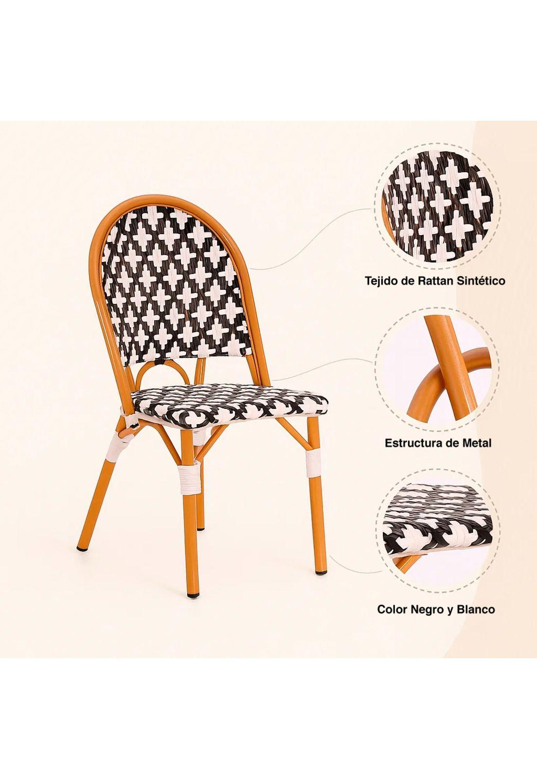 Silla de Jardín Parisina con Diseño Geométrico Trenzado-4