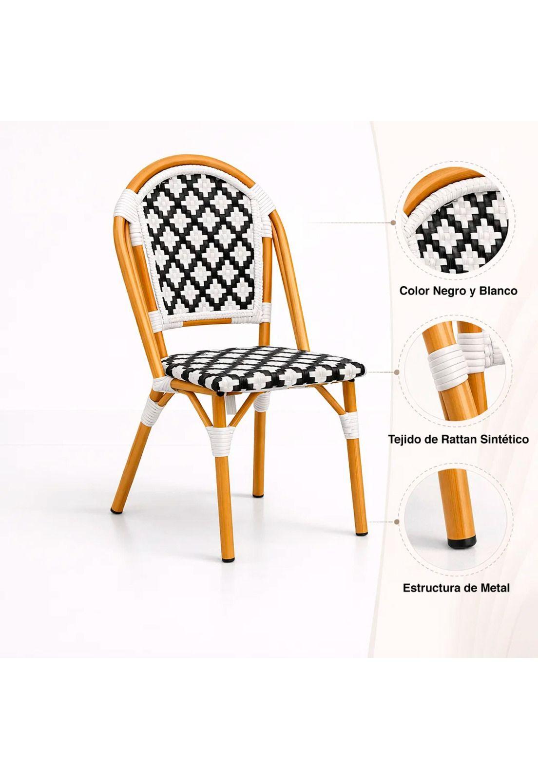 Silla de Jardín Parisina con Diseño Geométrico Trenzado-4